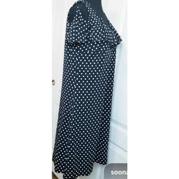 MSK - NWT's-Women's Black/White Polka Dot Short Sleeve Knee Length Dress Size M - Picture 4 of 11